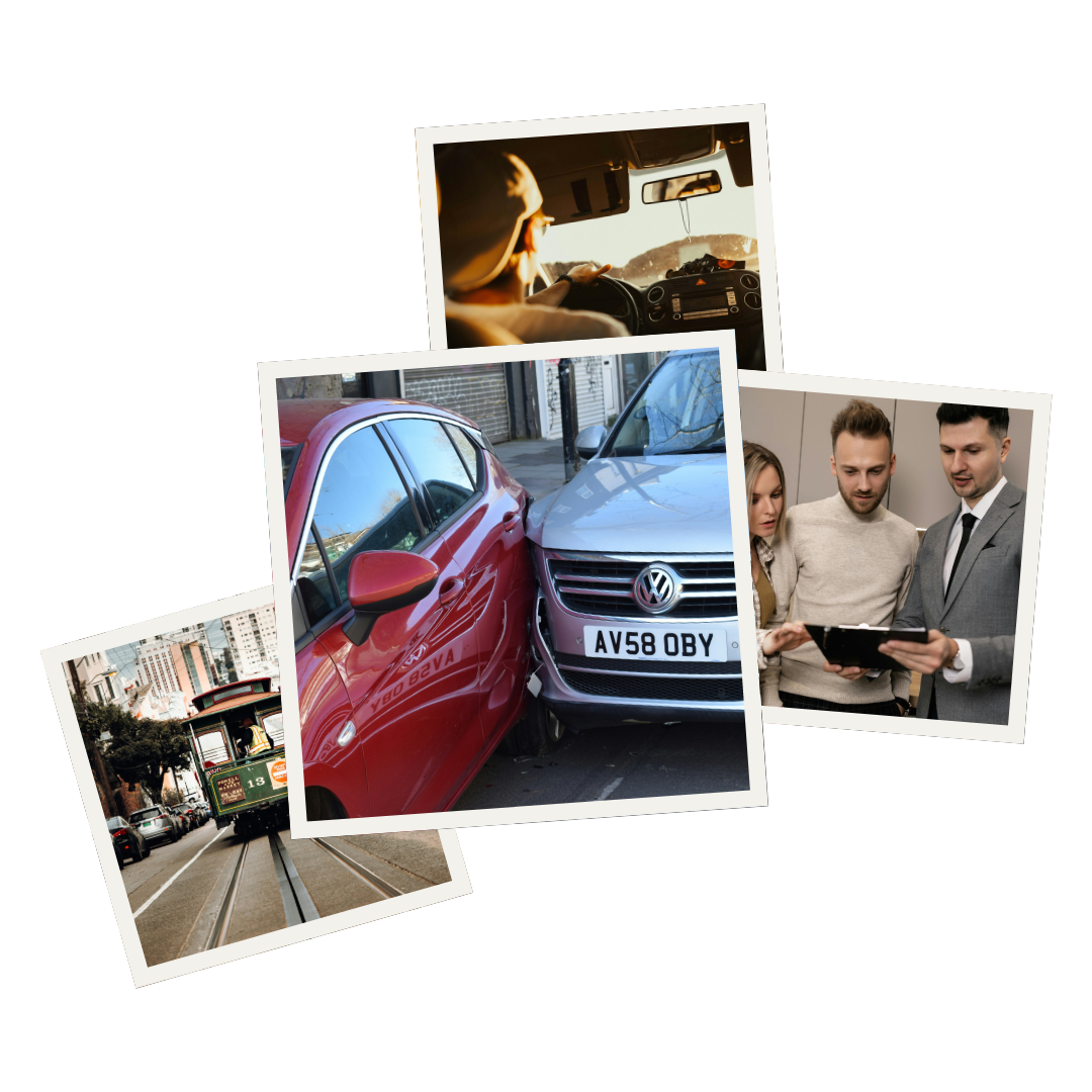 Visual collage representing auto accident claim support and legal assistance